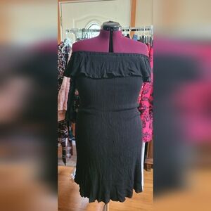 52 Seven Black Gauze Ruffled Dress